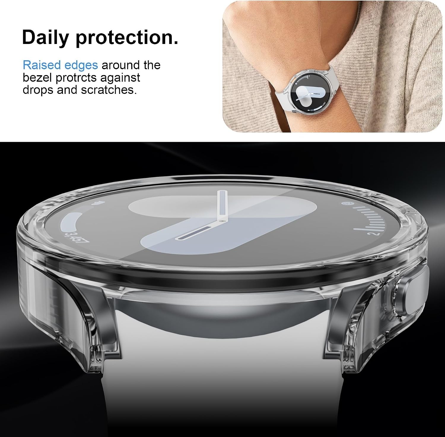 2 Pack Case With Tempered Glass for Samsung Galaxy Watch 5/4 44mm Protection