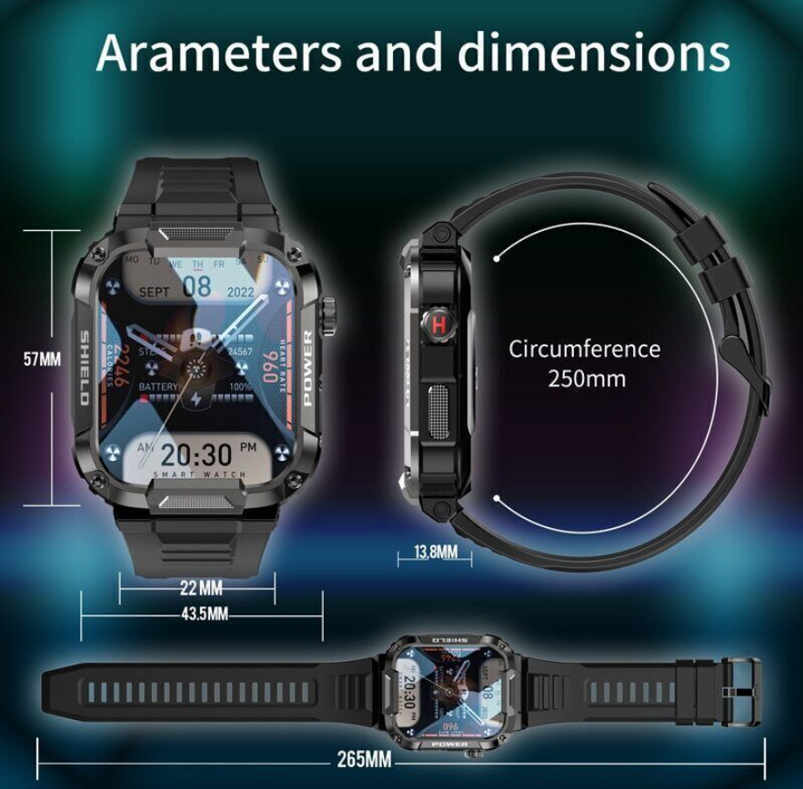 Smart Watch Outdoor Military for Men and Women Kids (Bluetooth Call, Waterproof)