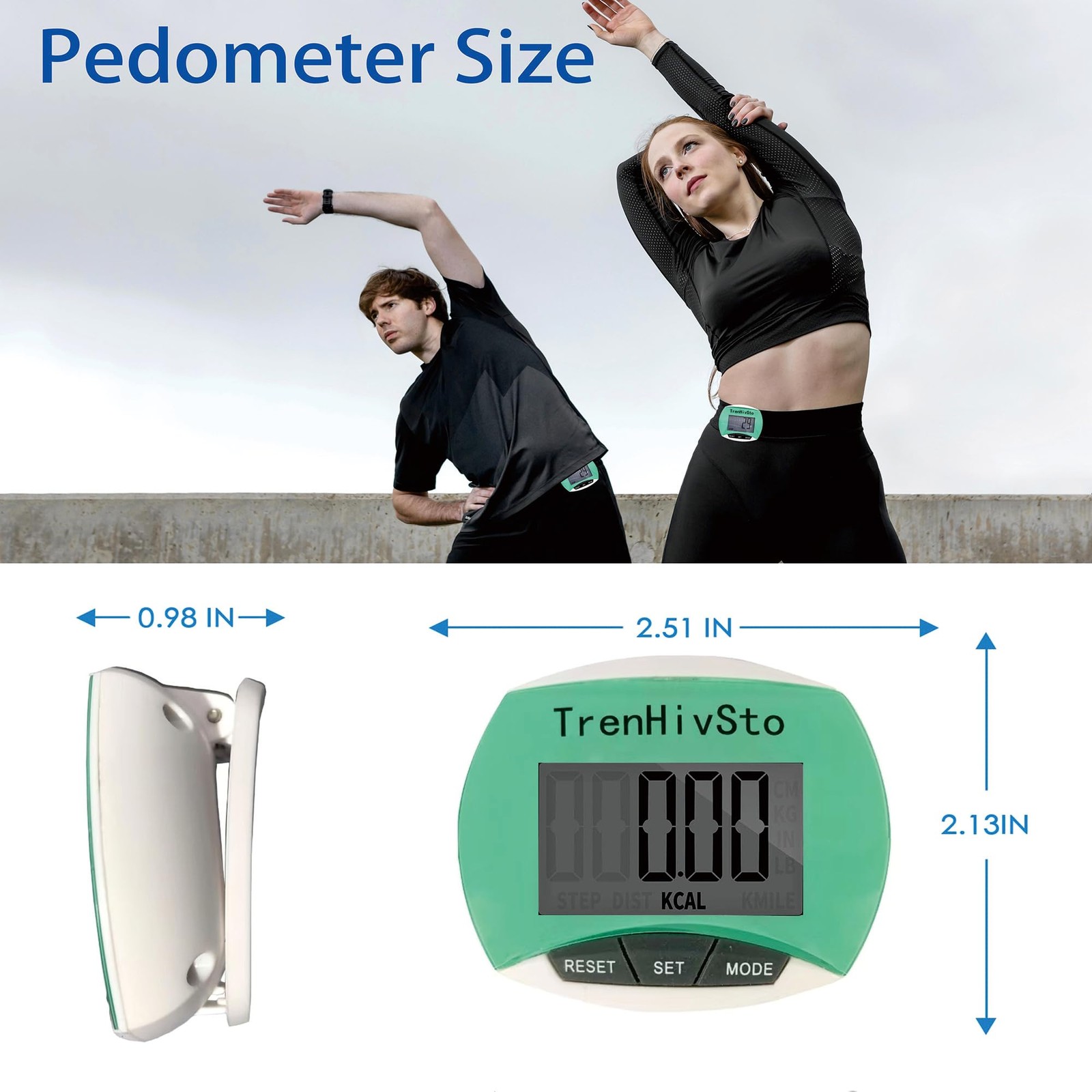 Pedometer Step Counter Clip On Walking Steps and Miles Step Mile Tracker for