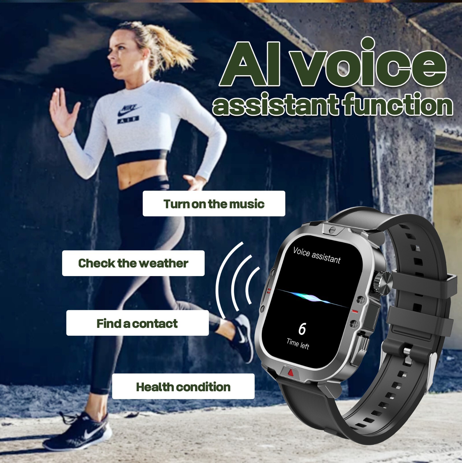 Smart Watch Men 2.01″HD Screen Fitness Tracker LED Flashlight for iPhone Android