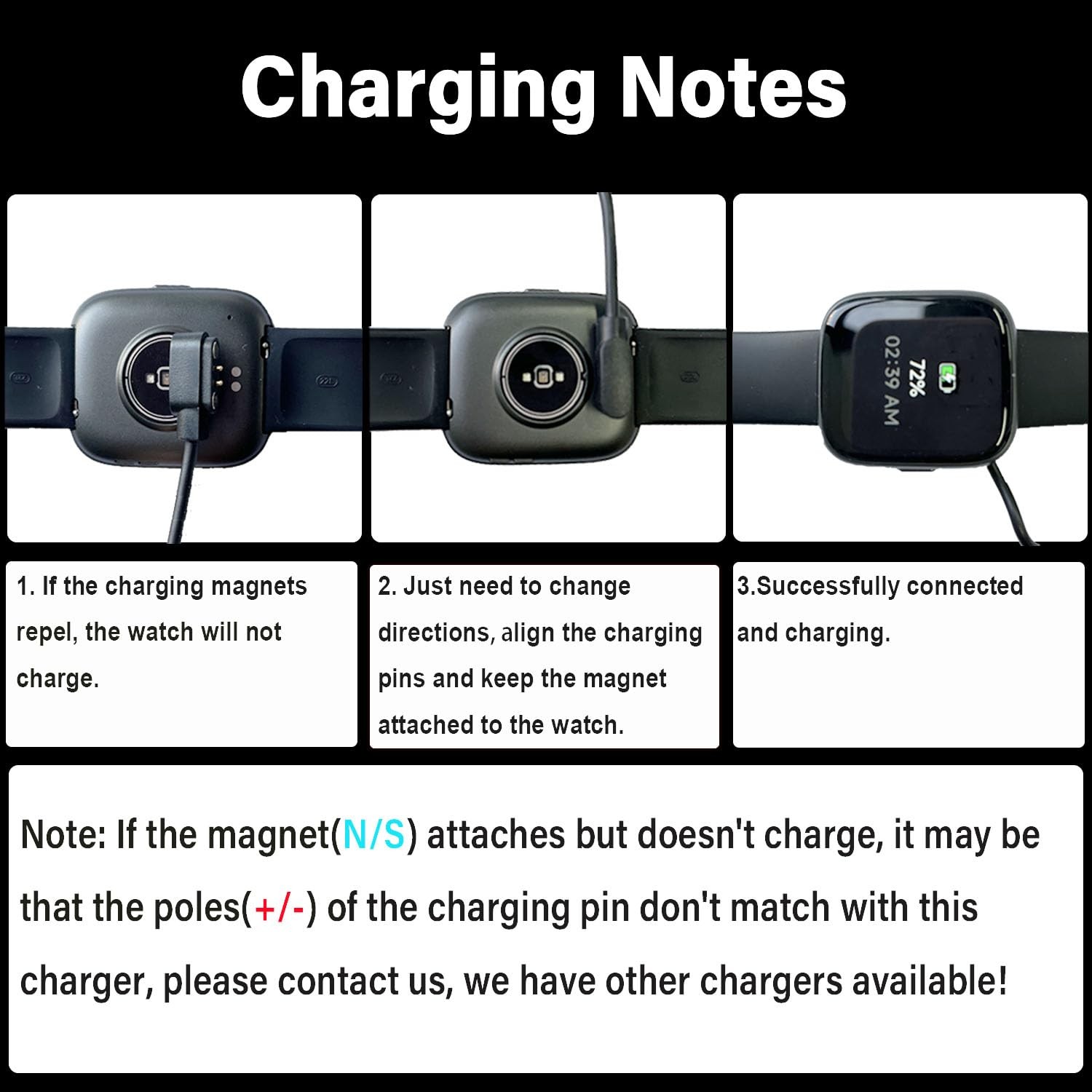 Smart Watch Charger Magnetic for TOZO, TOOBUR, Fitpolo, Enomir, Aeac, Quican, Te