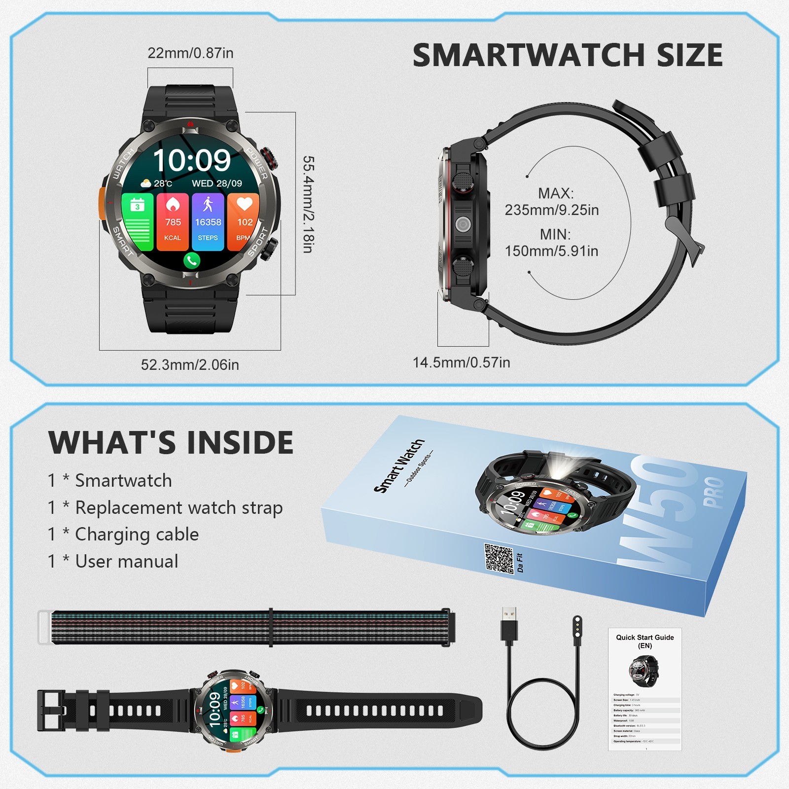 Military Smart Watch Men (Call Receive/Dial) Rugged Tactical Fitness Tracker US