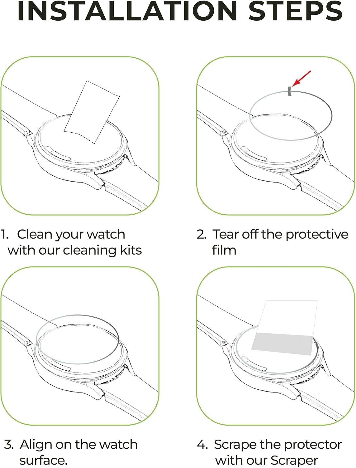 4 Pack Screen Protector for Samsung Galaxy Watch 40mm 9H Hardness Tempered Glass