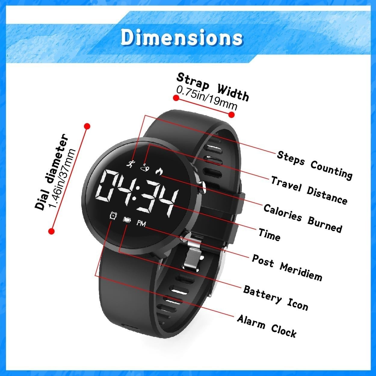 Kids Waterproof Digital Fitness Tracker Watch with Multi-Function Features