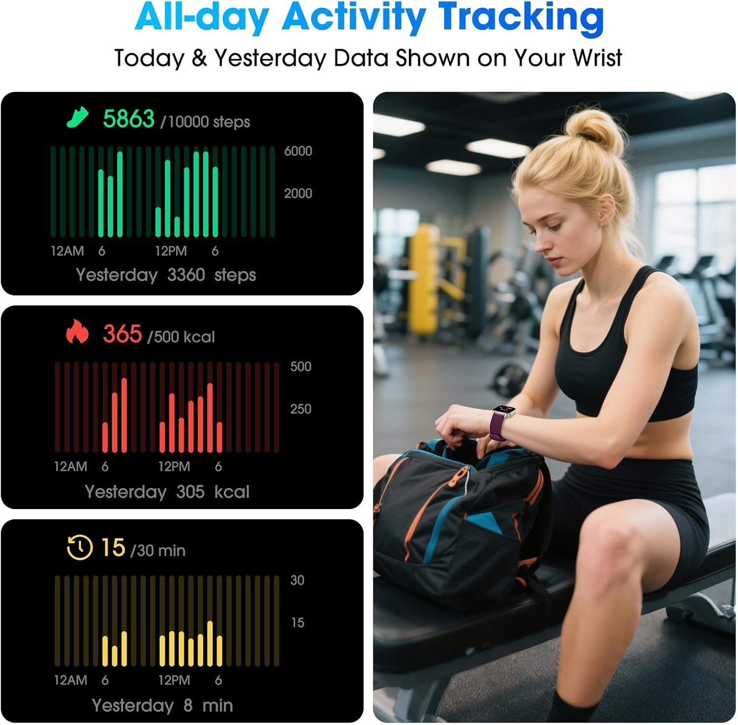 Bluetooth Pedometer Watch | Heart Rate, Blood Oxygen Monitor
