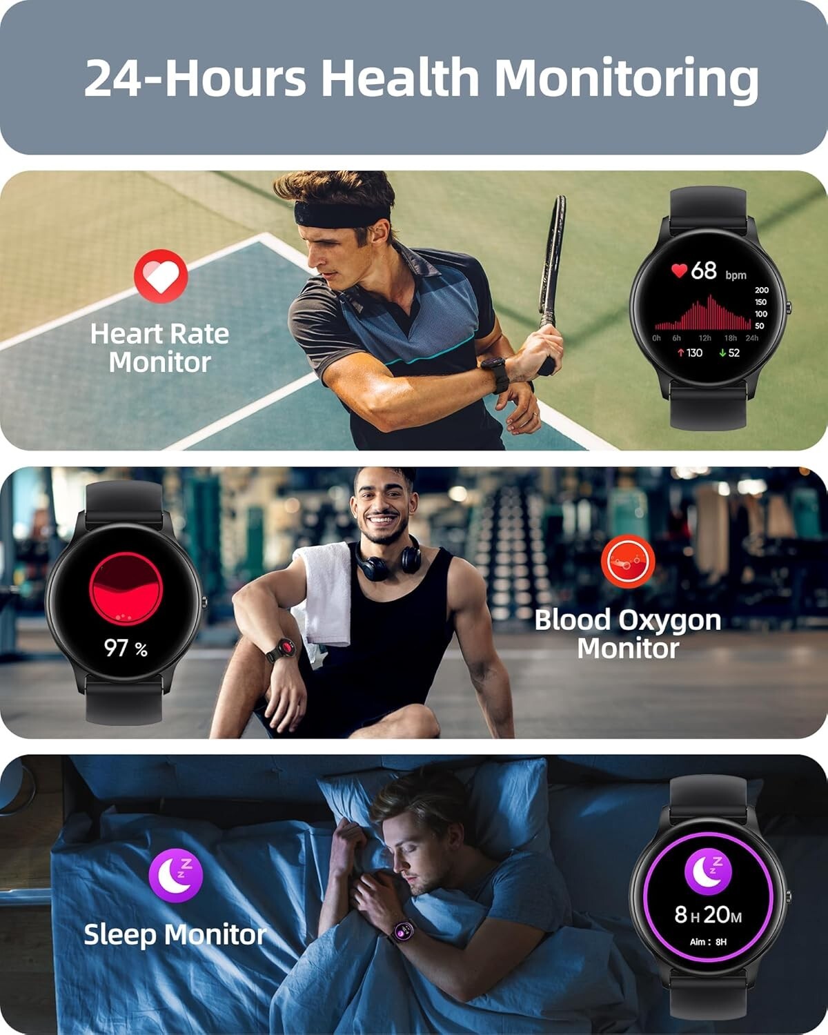 Lightweight HD Display Smartwatch with Heart Rate Monitor & Calls Function