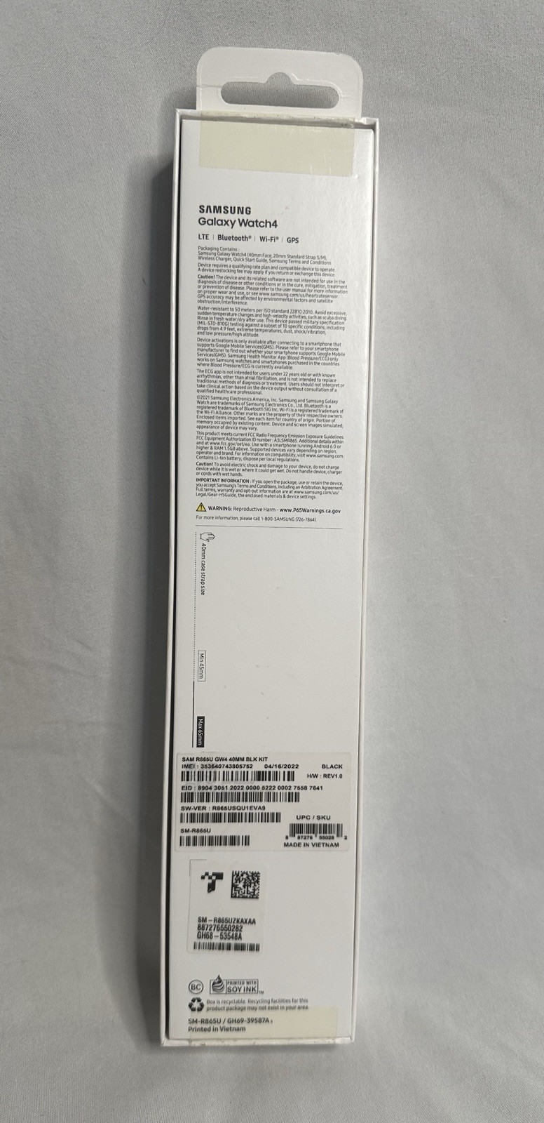 Samsung Galaxy watch 4 lte (sm-r865u) black – Bluetooth, Wifi, GPS – 40MM