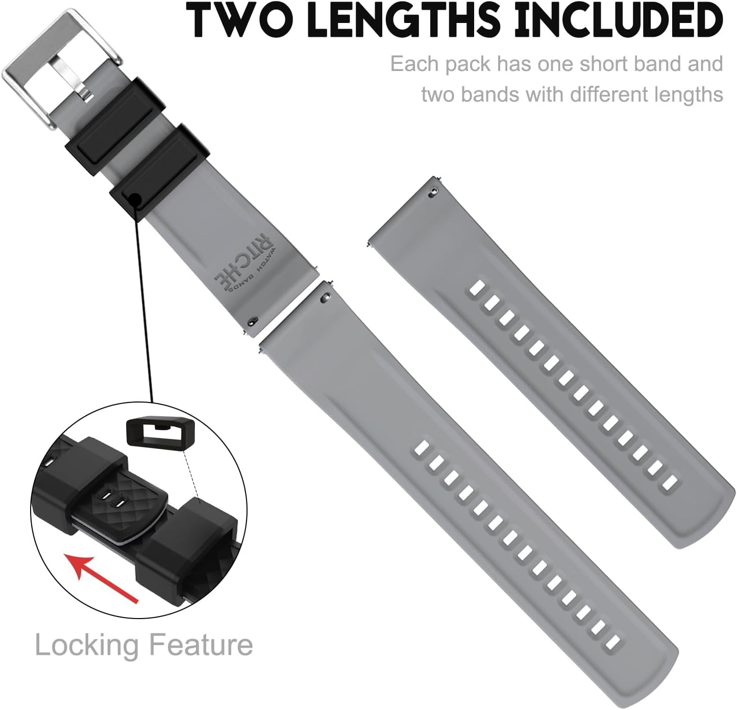 Silicone Watch Bands 18mm 20mm 22mm 24mm Quick Release Rubber for Men