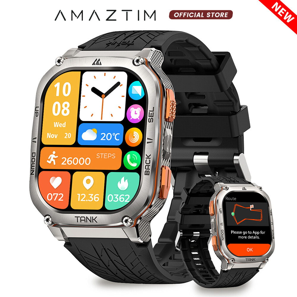 AMAZTIM TANK M3 Ultra GPS Smart Watch Men 480mAh 50M Waterproof for Android IOS