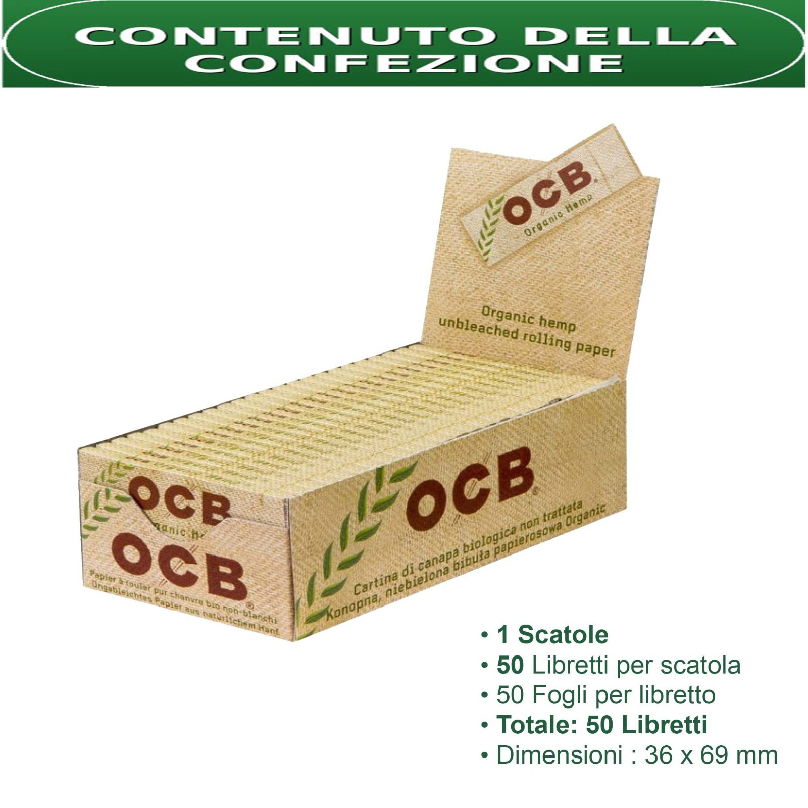 OCB CARTINE ORGANIC CORTE BIOLOGICA ECO SCATOLA DA 50 LIBRETTI