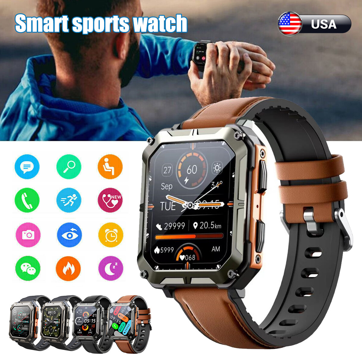 Smart Watch C20 PRO 1.83″ Music BT Call Outdoor Sports Rugged Fitness Tracker