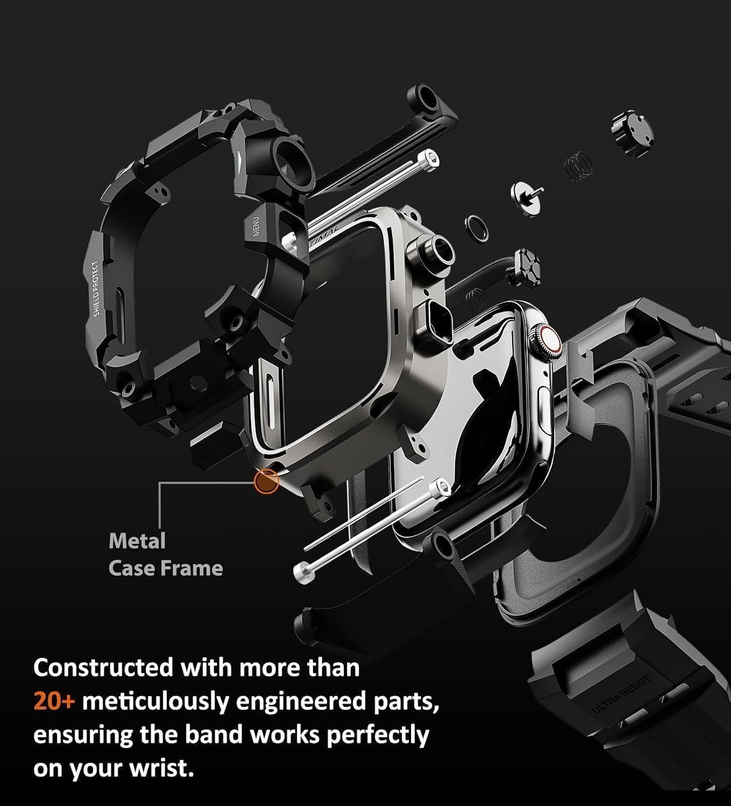 Rugged Apple Watch Case with Band for 44mm Series SE 3 2 1 6 5 4 Shockproof