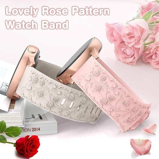 Floral Engraved Soft Silicone Strap Compatible with Galaxy Watch 7 40mm 44mm