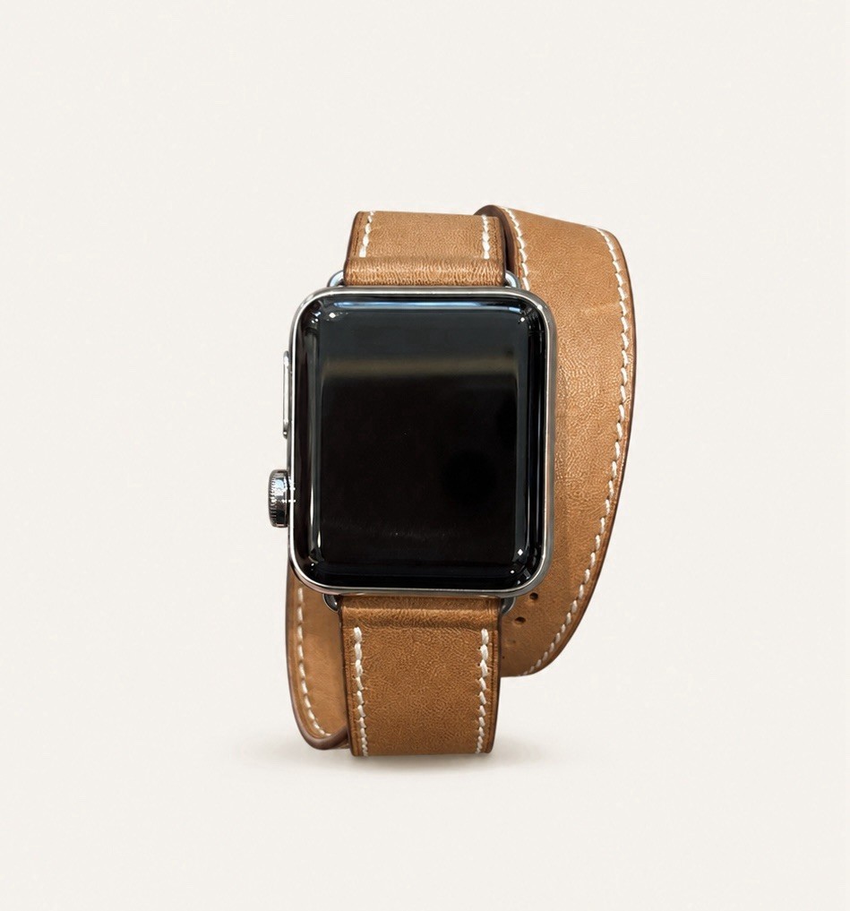 Apple WATCH HERMES SERIES 3 38mm Stainless Steel Double Tour Fauve Barenia Calf