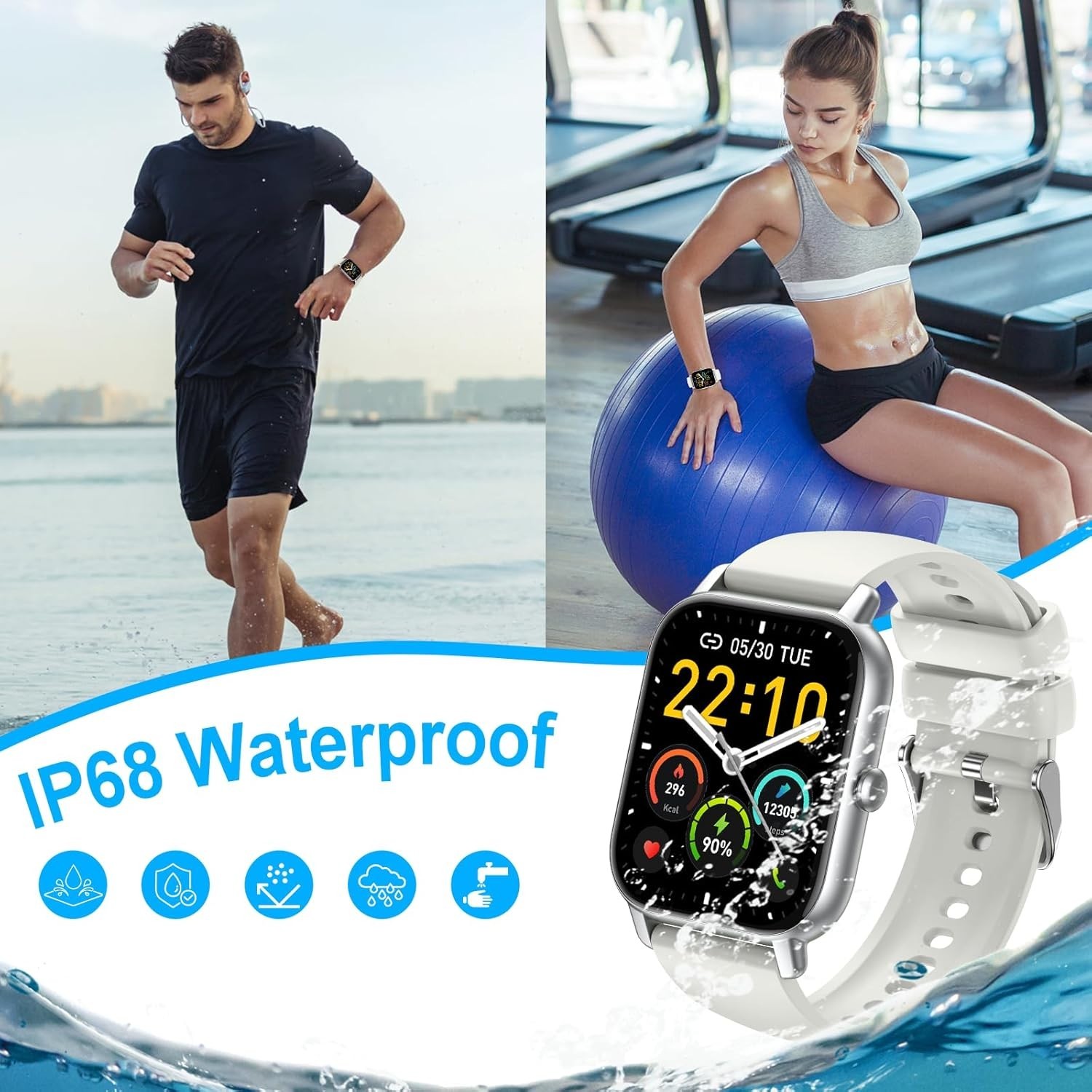 Smart Watch Men Women Answer/Make Calls 1.85” Smartwatch Fitness Watch Pink Red