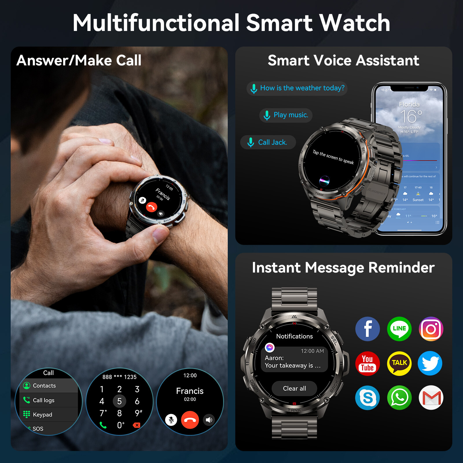 KOSPET TANK T3ULTRA Military GPS Smart Watch Men Rugged Tactical Fitness Tracker