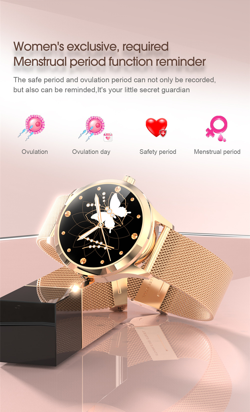 Fashion Women Ladies Smart Watch Sleep Monitor Ladies Wristwatch for Girls Gift