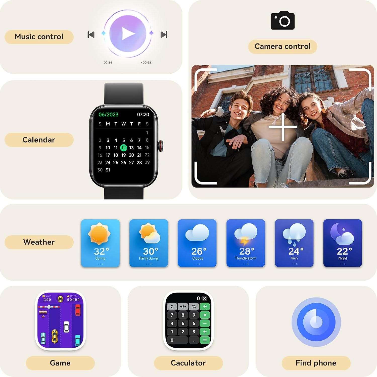 Smart Watch With Alexa Call Answer 1.91 Inch Fitness Tracker IP68 Waterproof