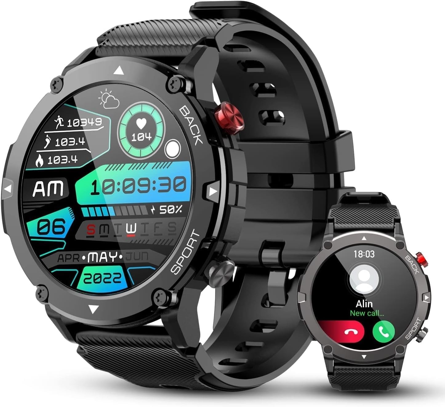 Smart Watch Android with Bluetooth Call Dial/Heart Rate Outdoor Sports waterproo