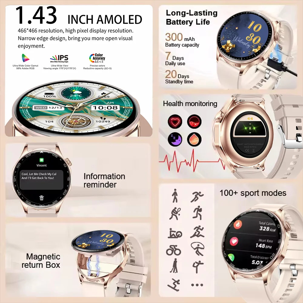 2026 2-in-1 TWS Headset Smartwatch with Fitness Tracker and Music Earphones bloo