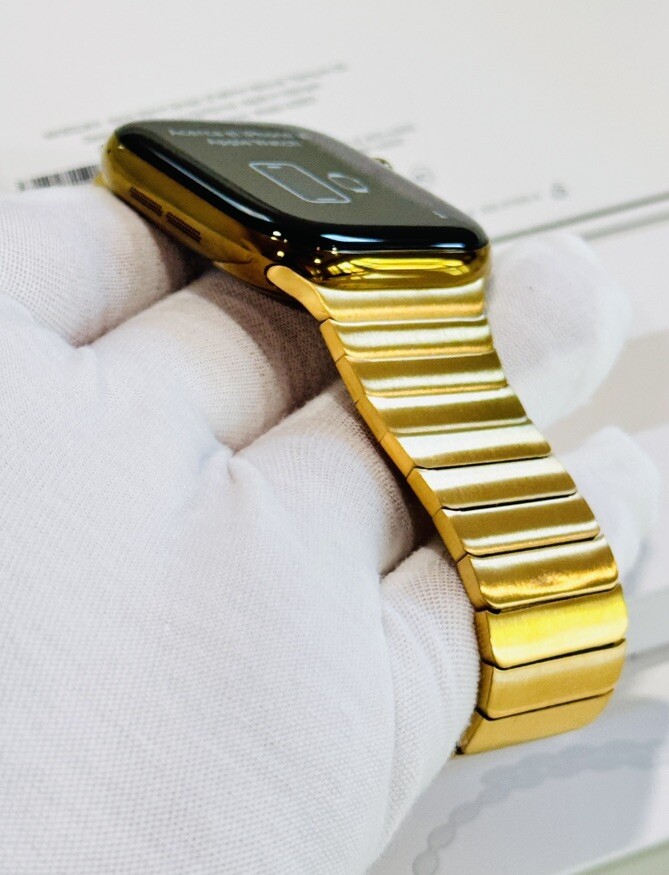 Custom Anodized Bright Gold 46MM Apple Watch SERIES 10 Apple Gold Polished LinkB