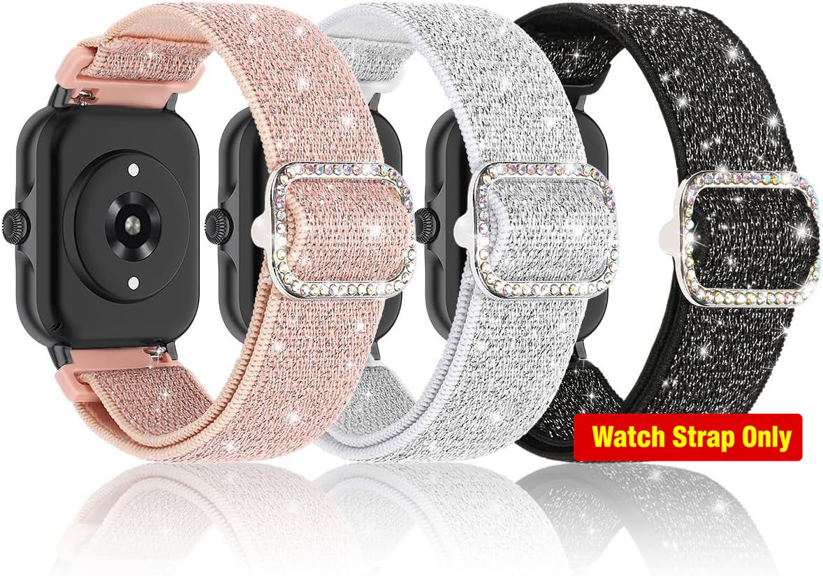 Sparkly Elastic Nylon Strap Compatible with Fitpolo Smart Watch 22mm