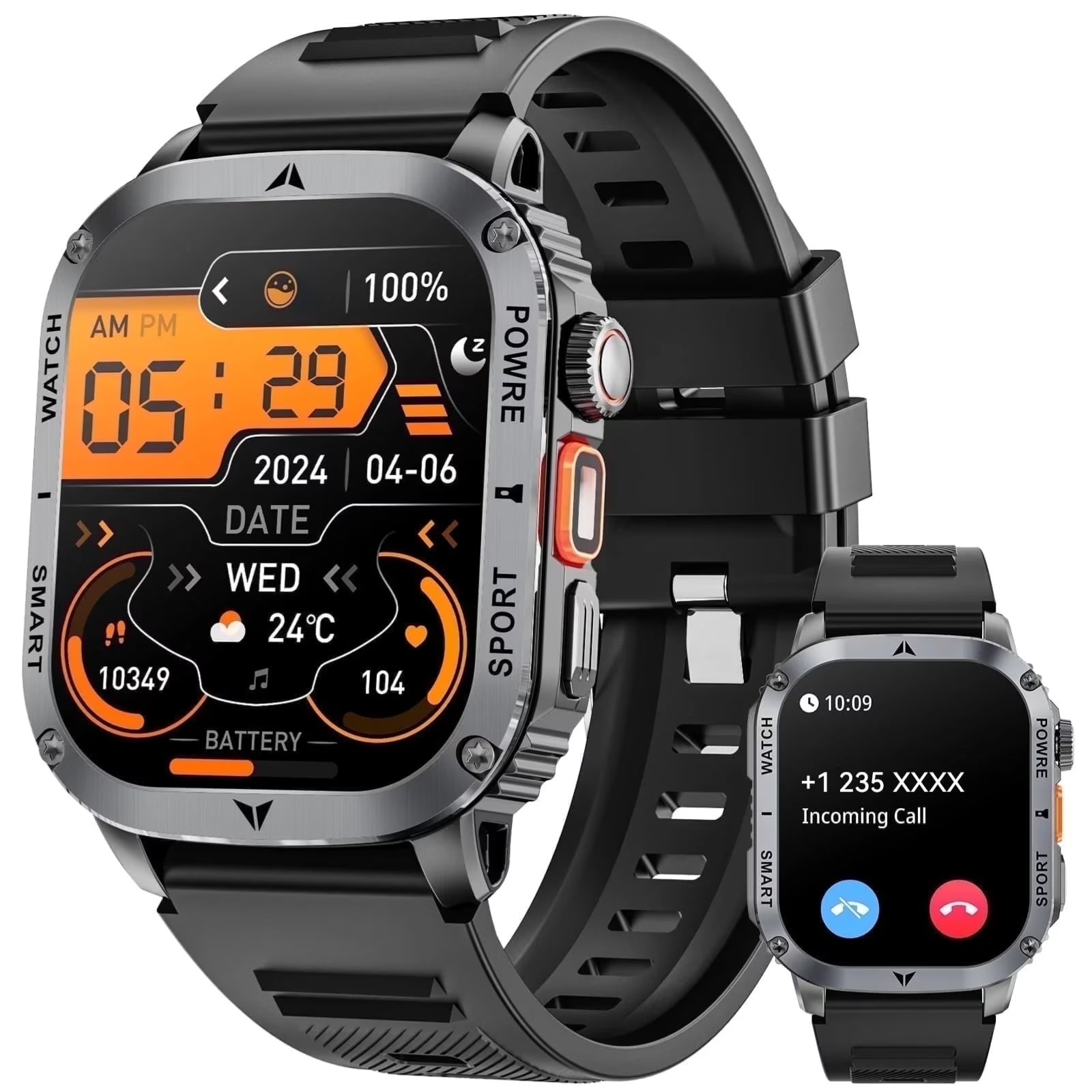 Haulvean 2.01-inch Military Smart Watches for Men-waterproof/100+modes
