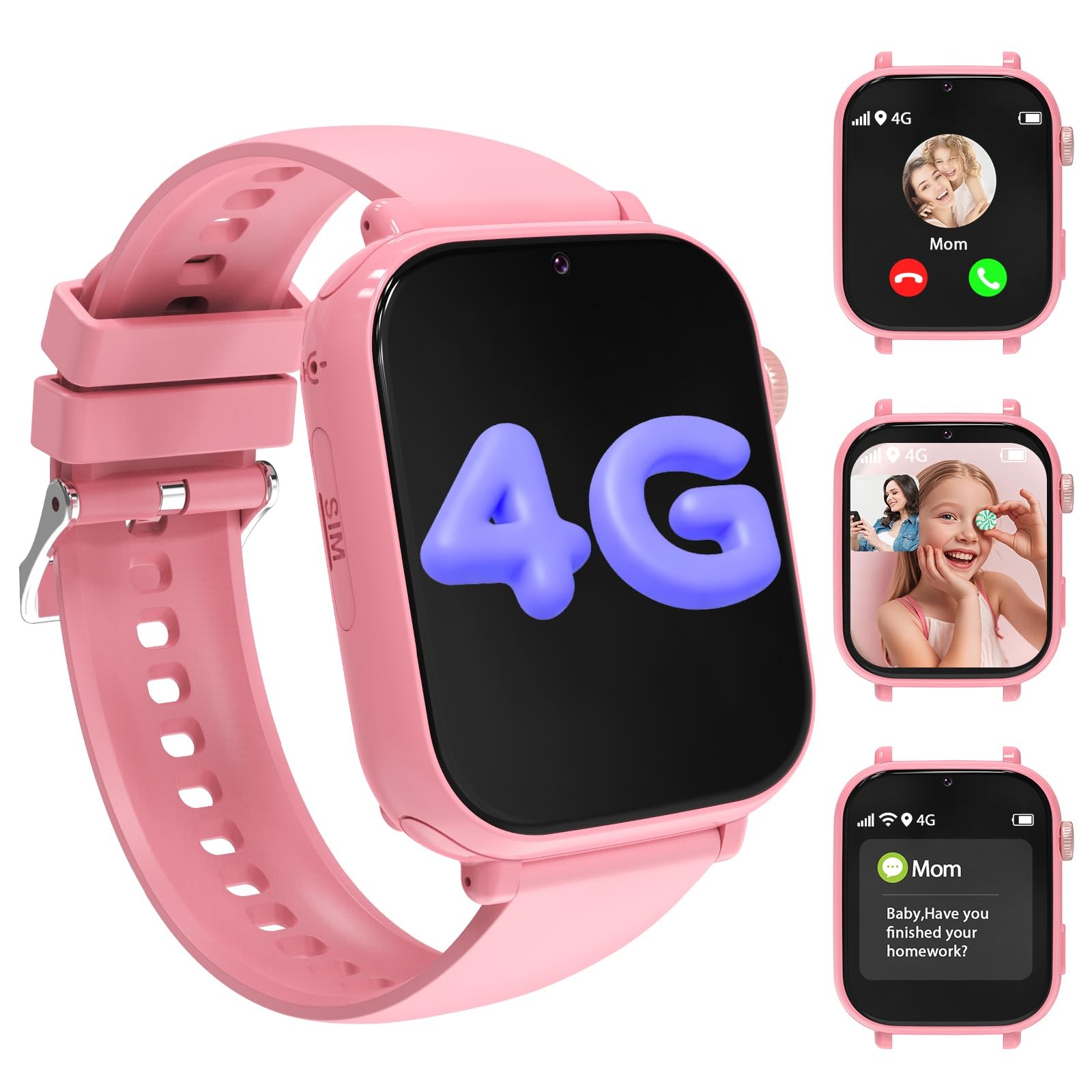 for Girls Boys 4g GPS Text-for Game Pedometer Alarm Clock Calculator-Kid Watc…