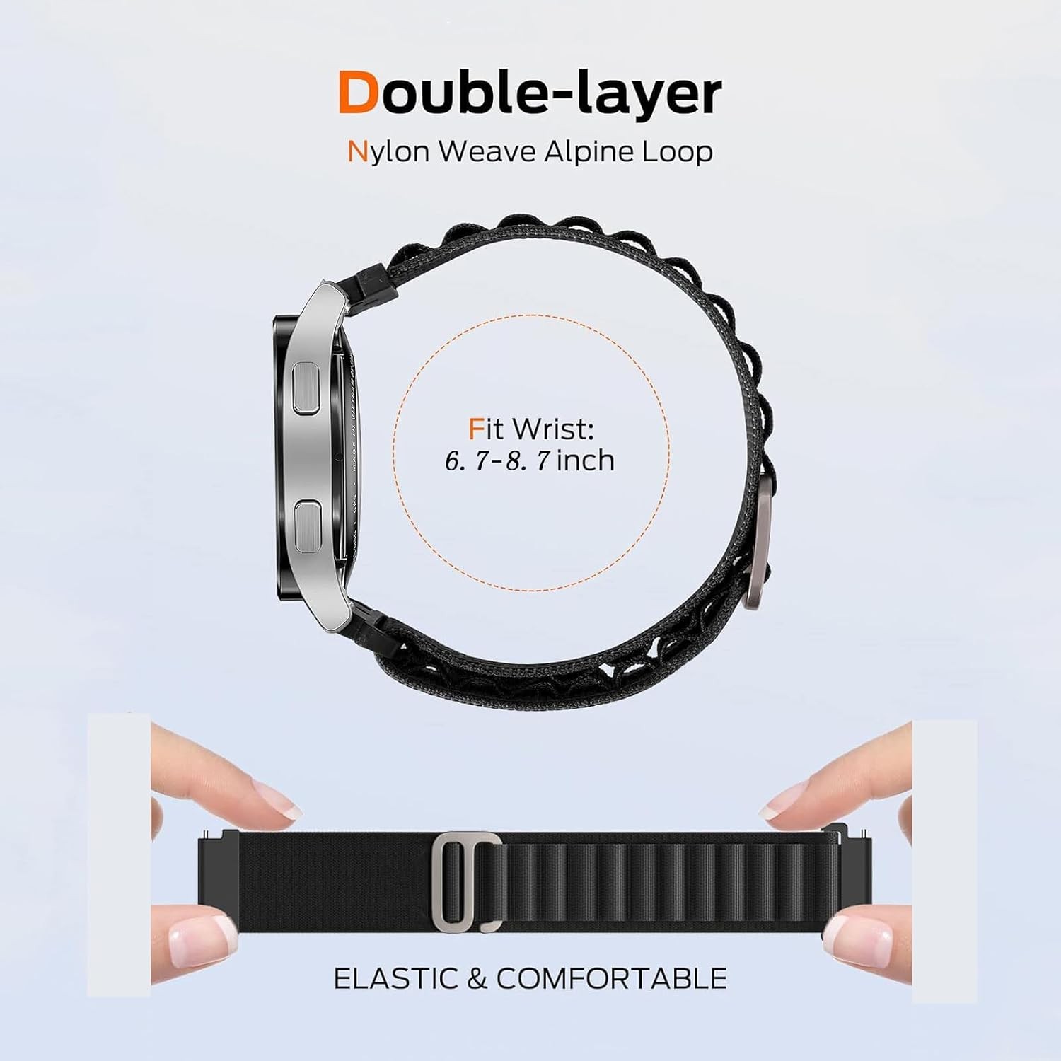 20mm 22mm Nylon Sport Loop Strap for Samsung Galaxy Watch 7/6/5 Pro Compatible