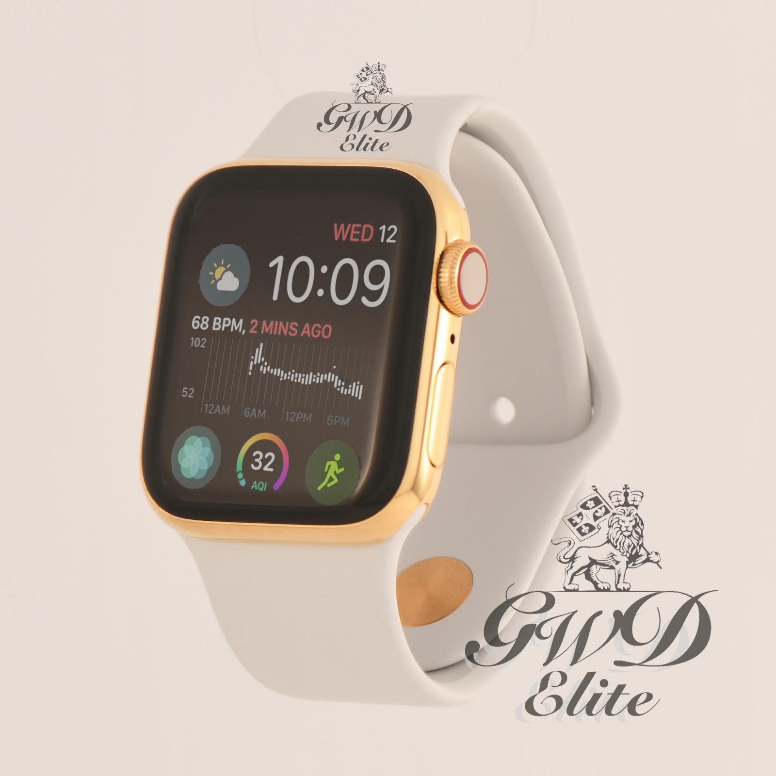 24k Gold Plated 44mm Apple Watch SERIES 4 White Sport Band – Read Description