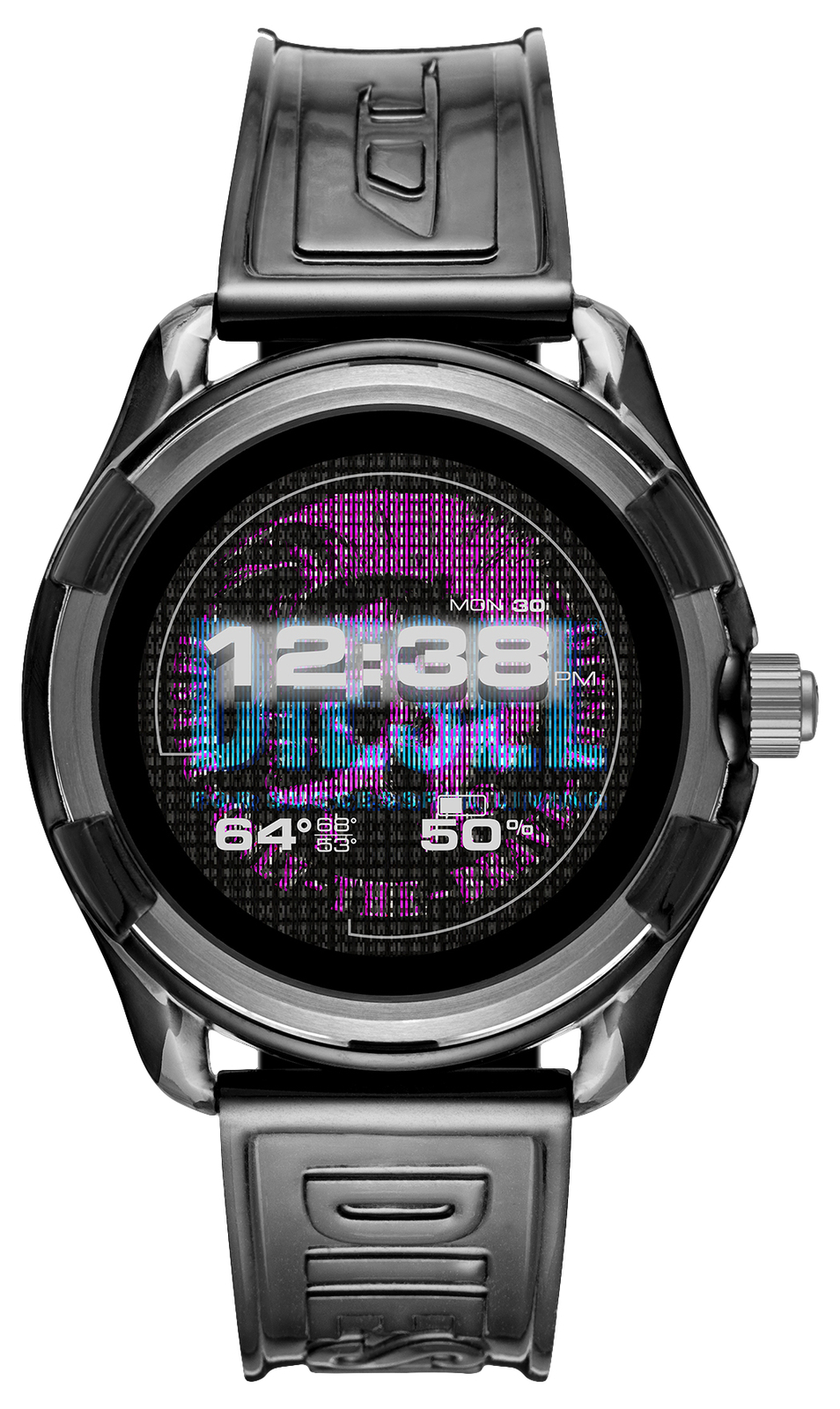 Diesel On Fadelite 44mm Aluminum Case with Silicone Strap Smart Watch – Black…