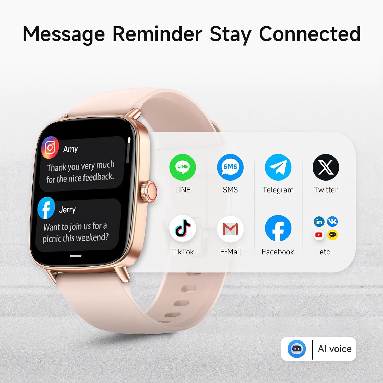 Stylish Smart Watch for Women, 1.85″ HD, Fitness Tracker, IP68 Waterproof