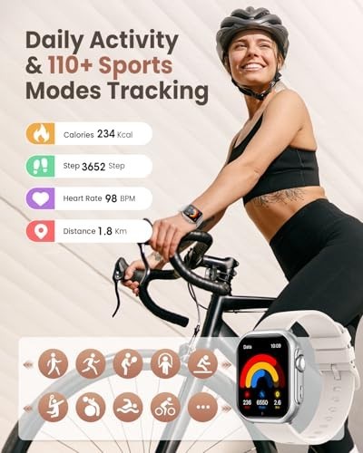 1.83″ HD Smart Watch – 30 Days Battery, Heart Rate, SpO2, Blood Pressure, 110+ S