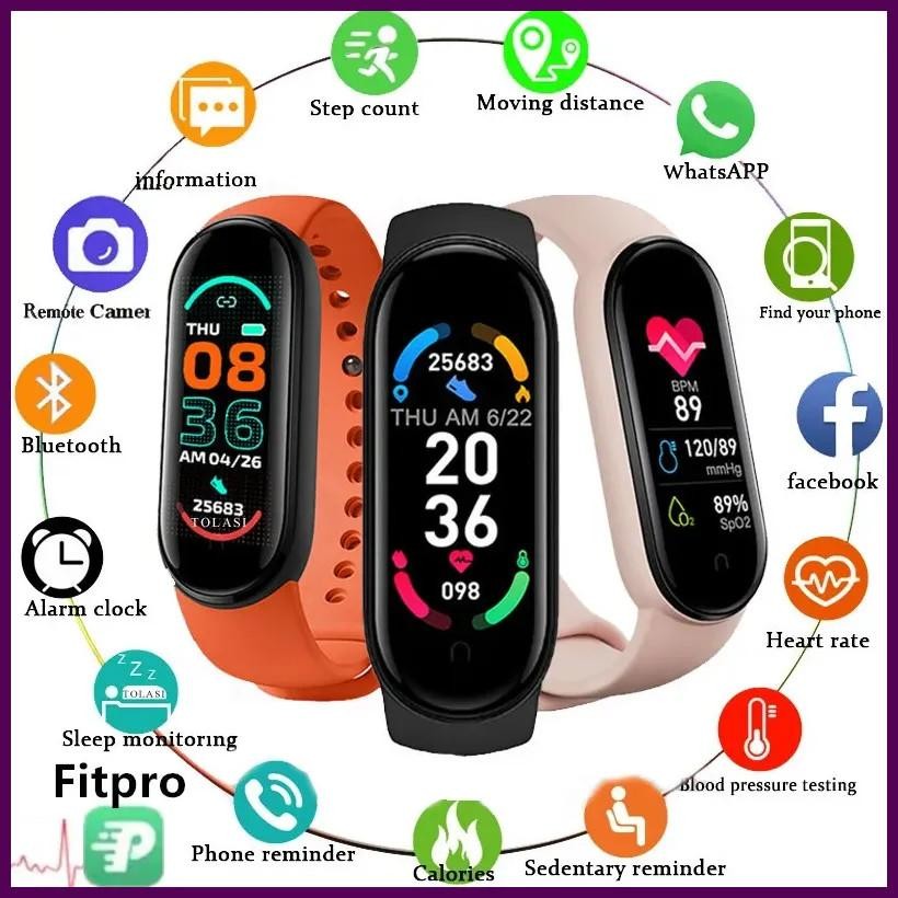 M6 Smart Watch Men Women Fitness Smart Bracelet Sports Band Heart Rate Blood