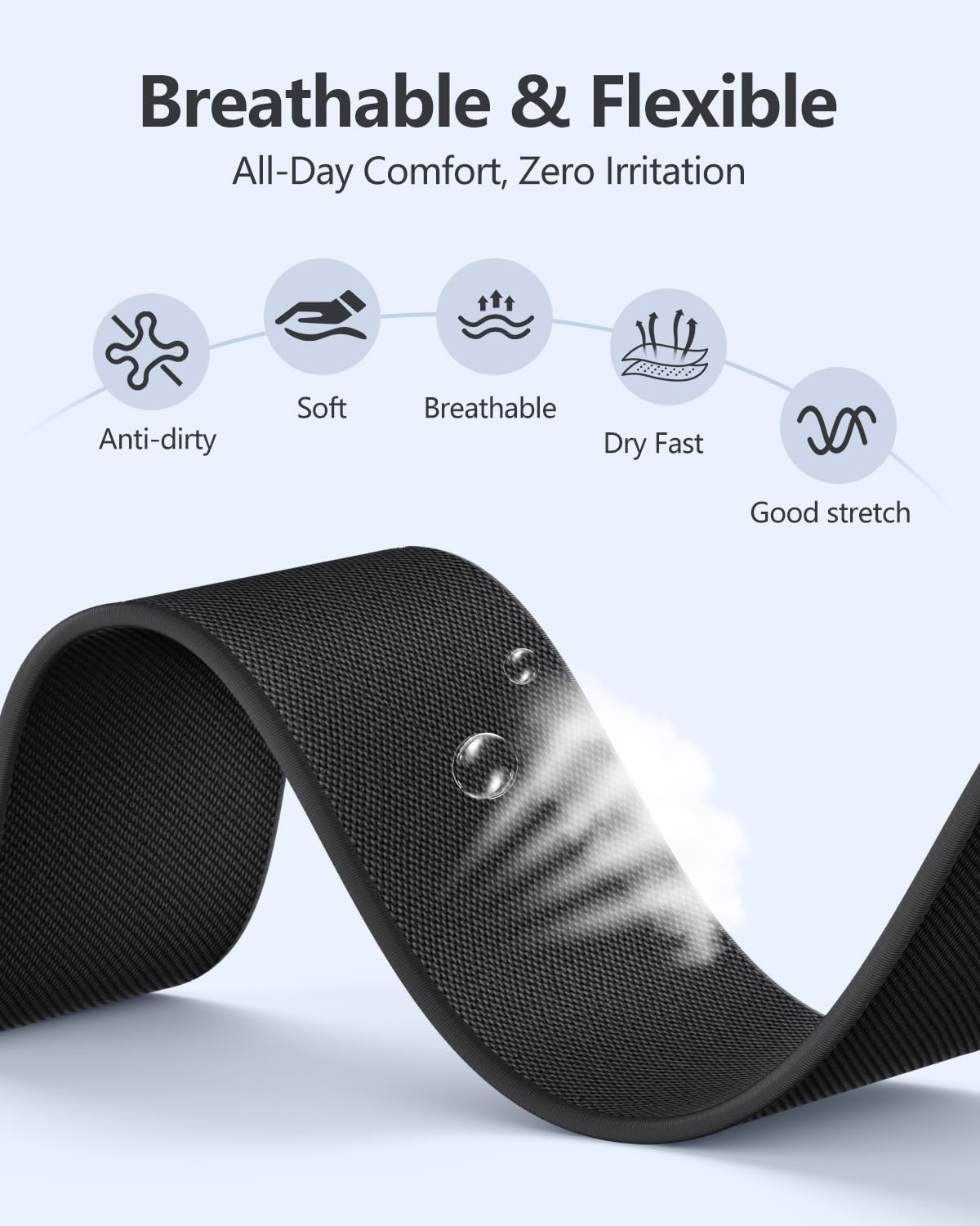 Nylon Stretch Band for Apple Watch 44mm 45mm with Magnetic Clasp – Soft & Elasti