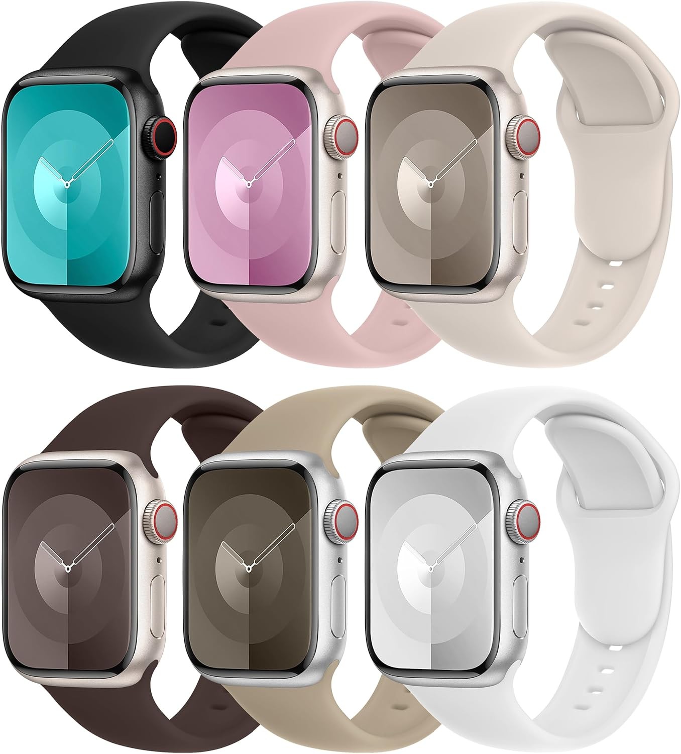 Silicone Watch Band for Apple Watch Series 7 40mm 44mm in Black and Pink
