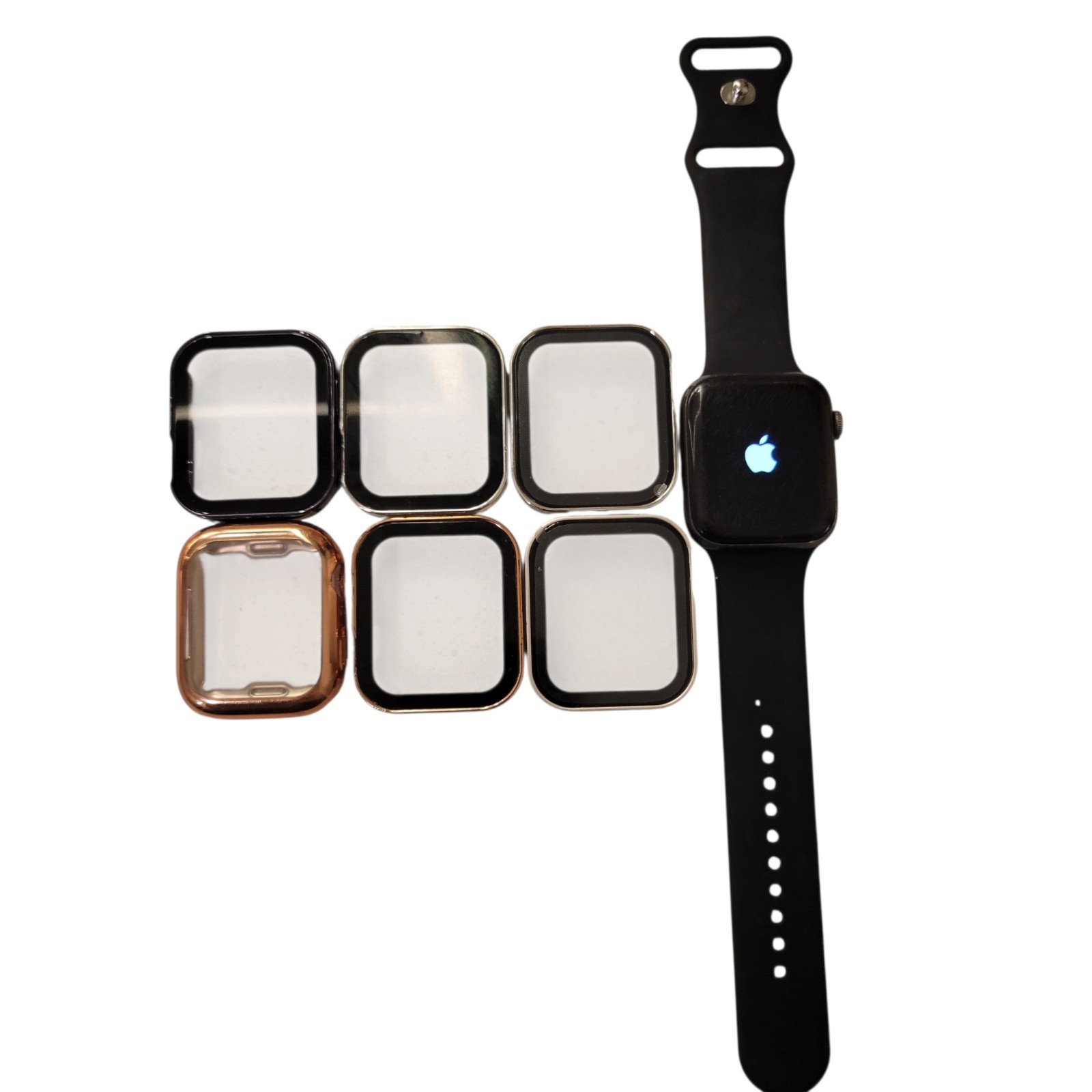 Apple Watch Series 6 44mm Black Aluminum Case Black Sport Band & 6 Extra Cases