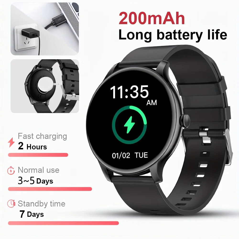 LAXASFIT Smart Watch Heart Rate Sleep Monitor Bluetooth Call for Android iOS