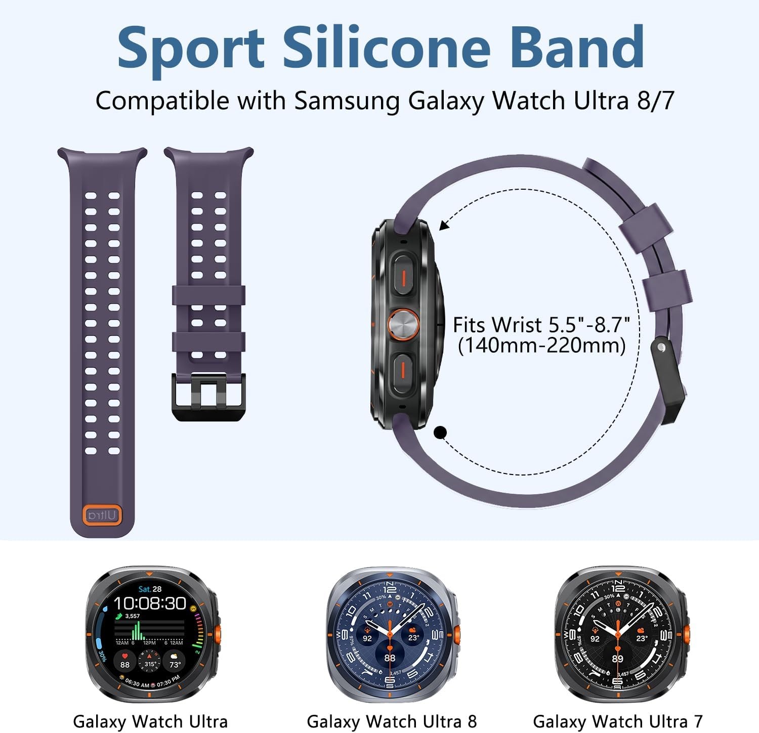 Case For Samsung Galaxy Watch 9/8/7 Ultra 47mm Waterproof Silicone Band