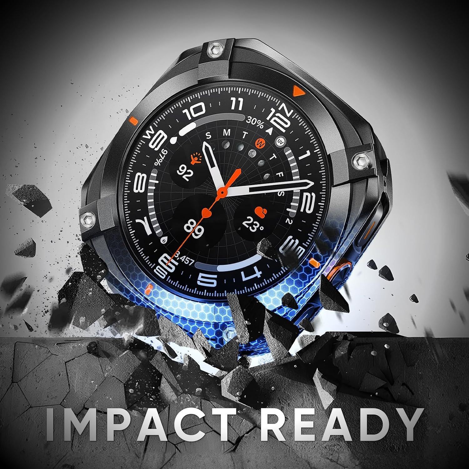 Metal Case for Samsung Galaxy Watch Ultra 47mm, Rugged Stainless Steel Bumper