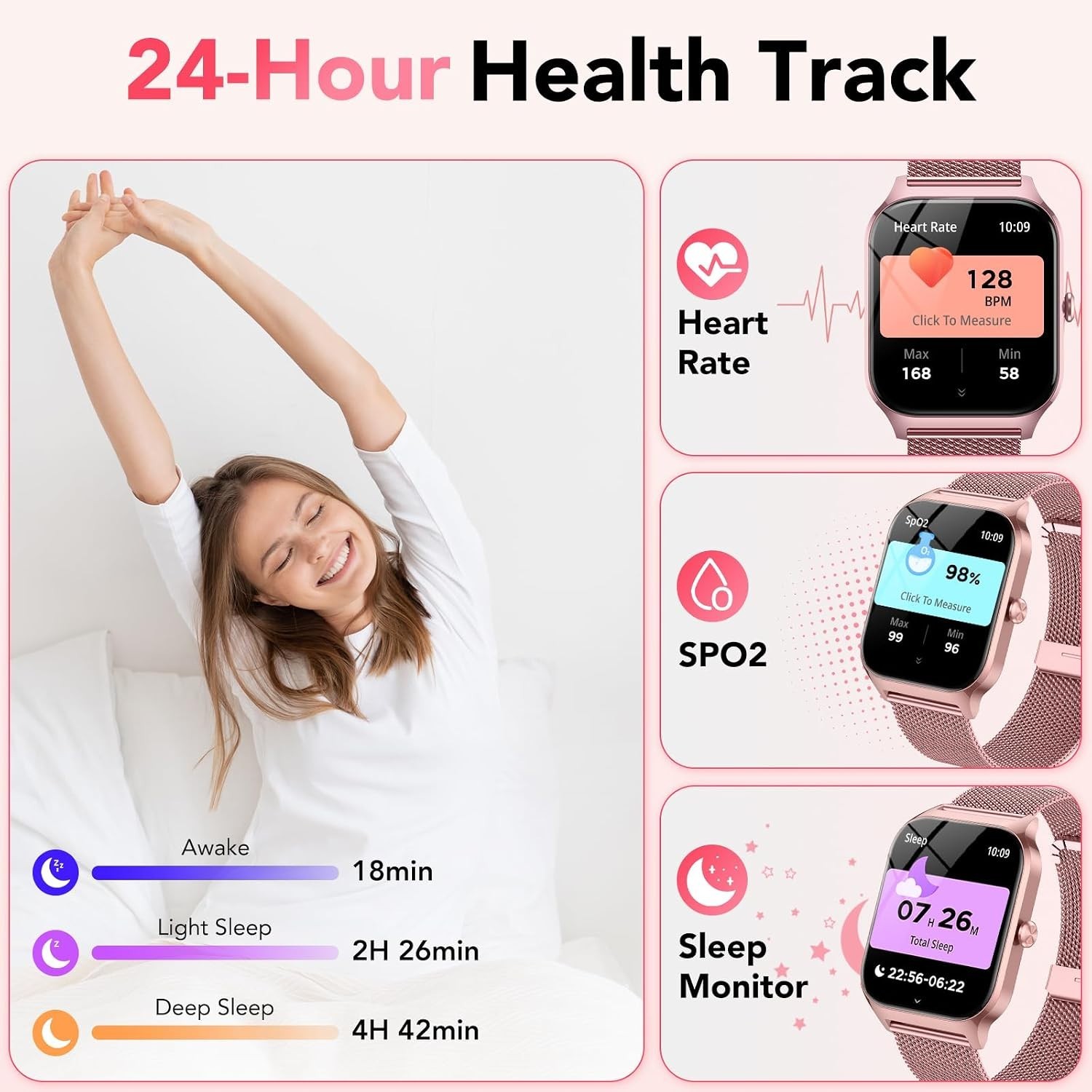 Elegant 1.85″ HD Smart Watch for Women – Fitness Tracker & AI Voice Control