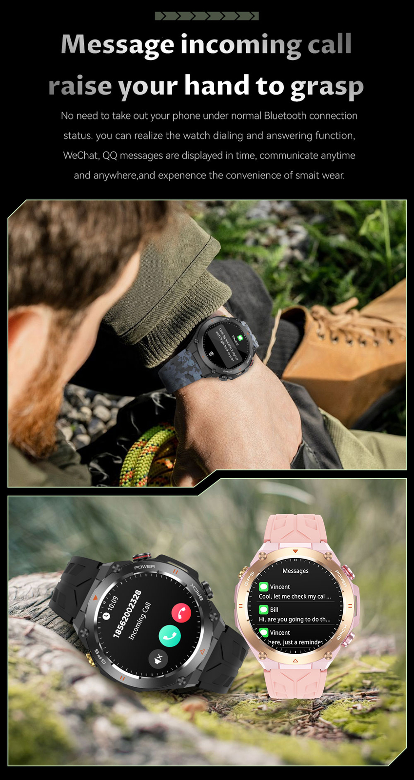 Smart Watch Men Women Bluetooth Call Notification Outdoor Sports Fitness Tracker