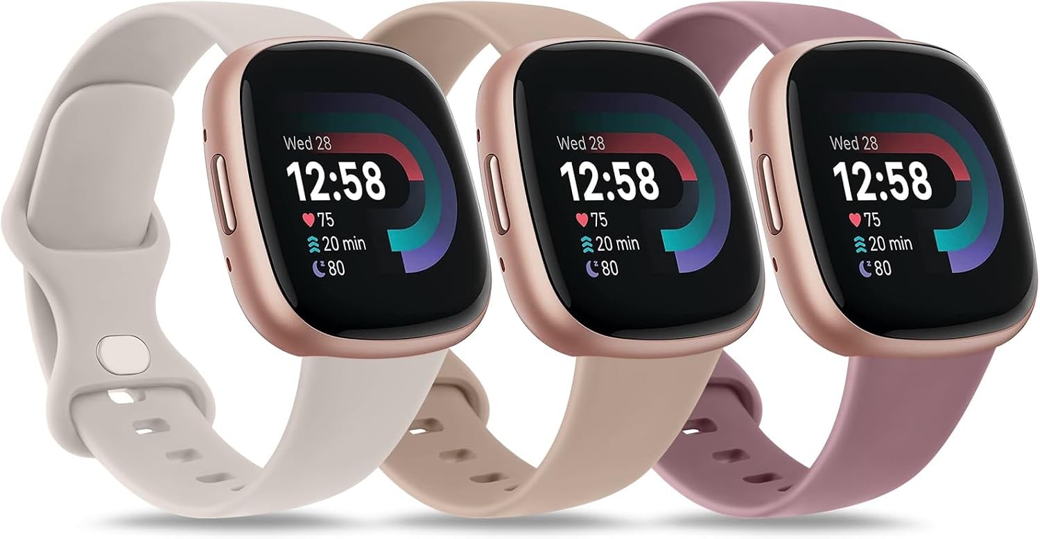 3-Pack Soft Straps for Fitbit Sense 2 / Versa 4 Sport Bands in Starlight/Milk Te