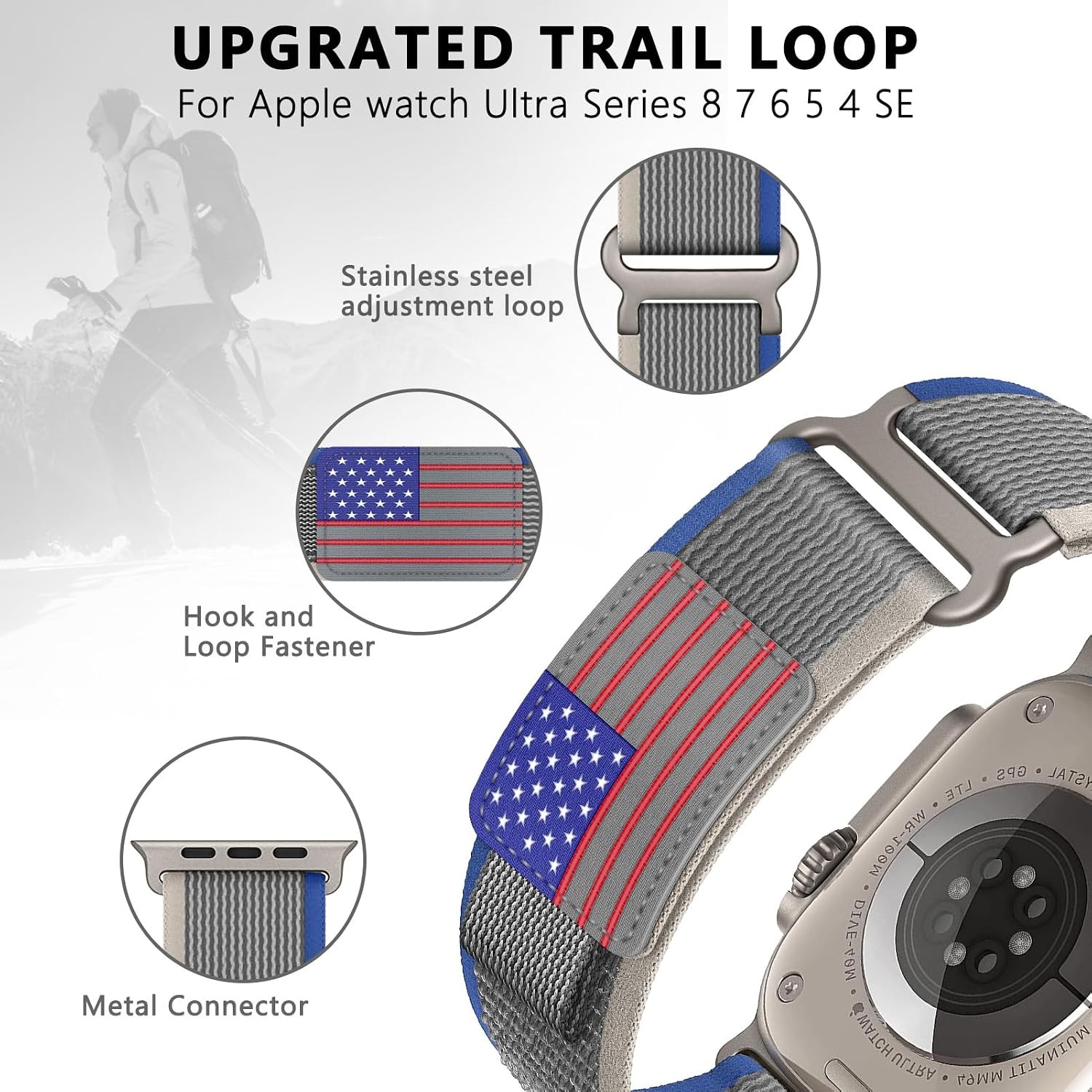 Nylon Trail Loop Strap for Apple Watch Ultra 49mm 46mm 45mm 44mm 42mm 41mm 40mm