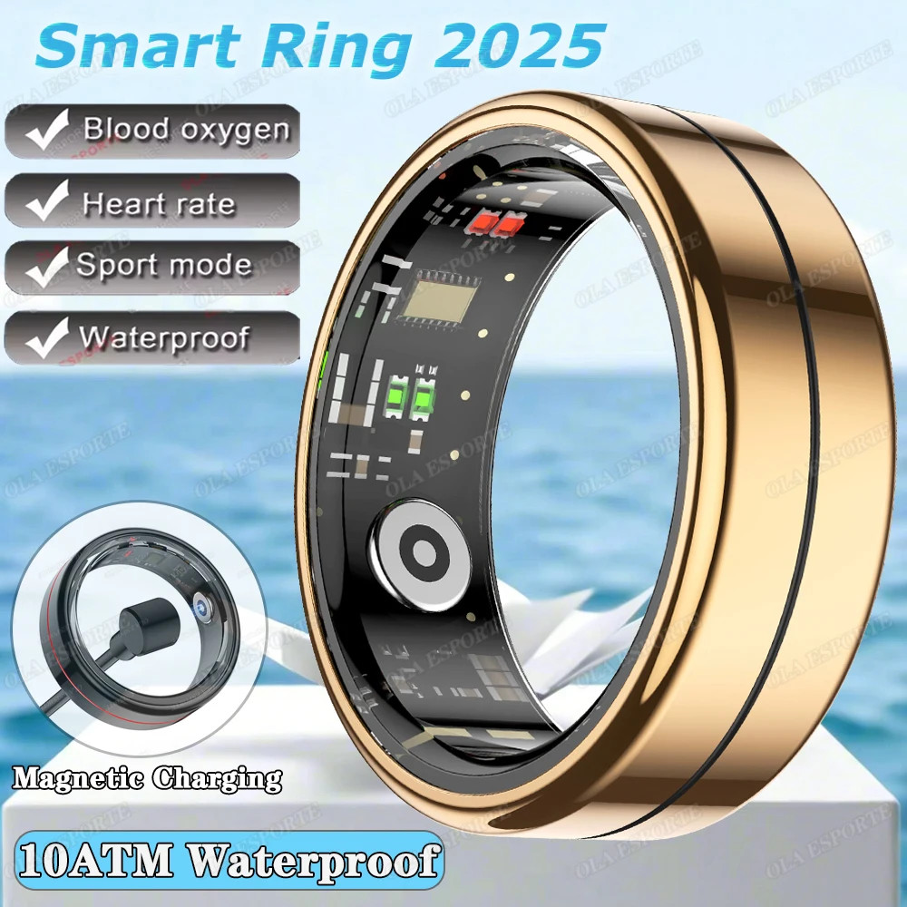 2025 New Smart Ring Blood Pressure Heart Rate Monitoring Smartring IP68 & 5ATM W