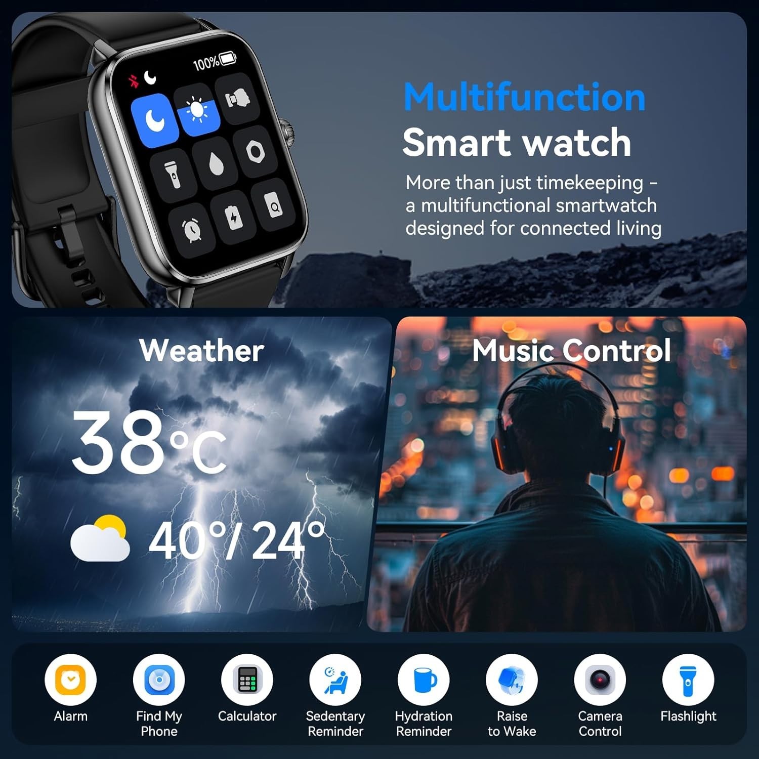HD Smart Watch Sport Watch For Android iOS Bluetooth Call Touchscreen