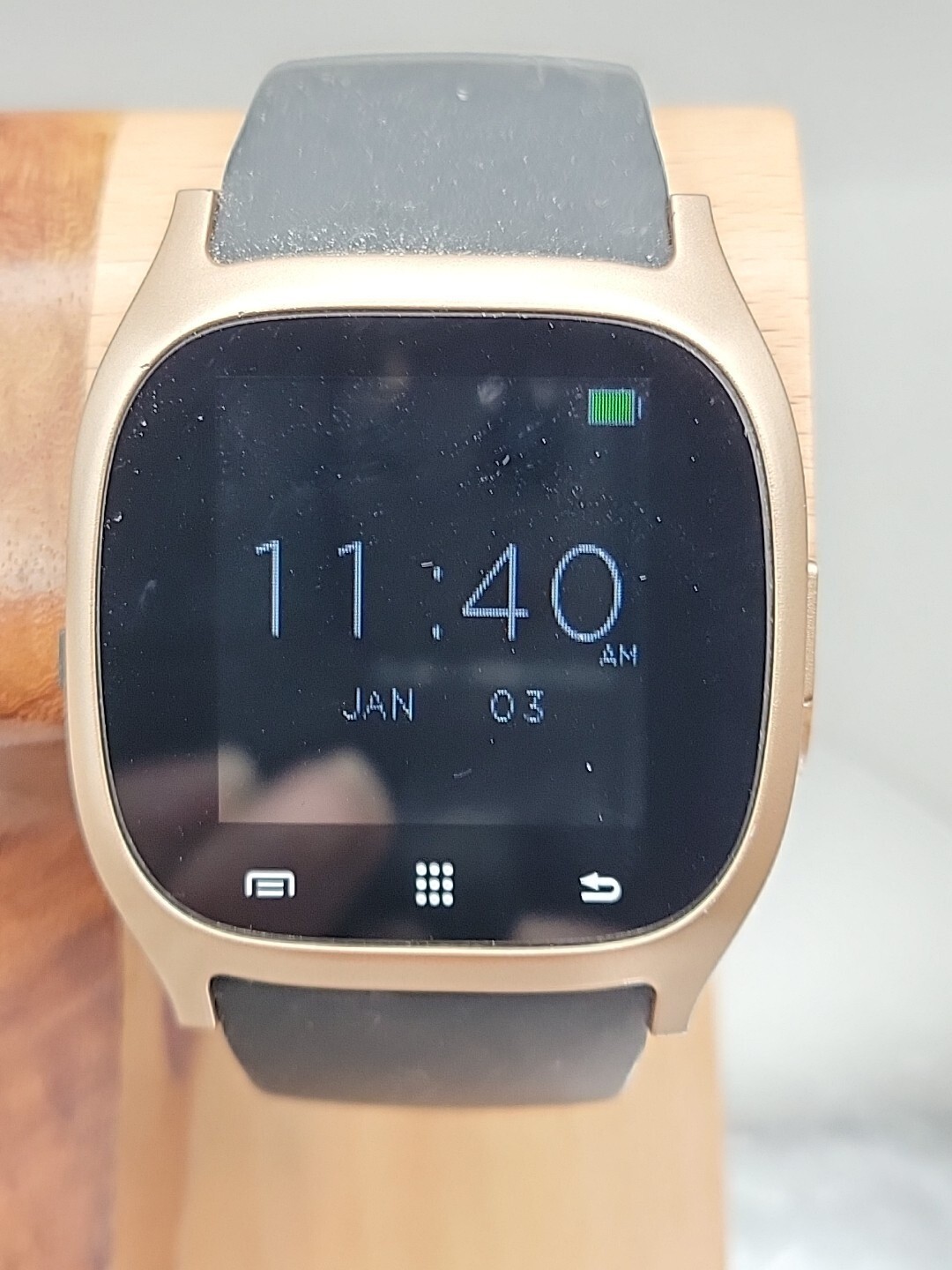 iTOUCH Classic Smartwatch Gold Case Black Silicone Band Model 3360 Tested Works
