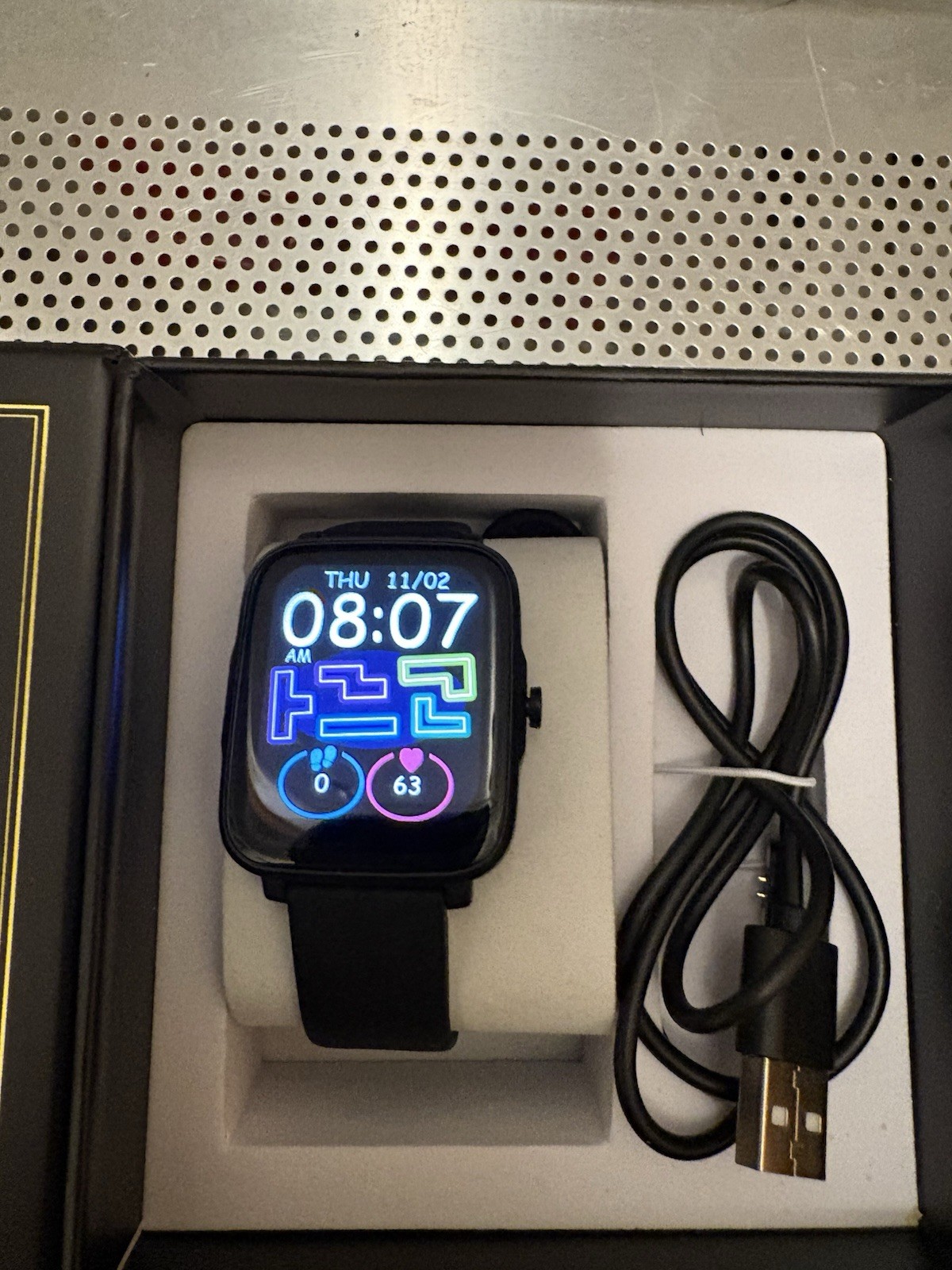 Kessaris Smart Watch Digital W/Box Black Band Worn One Day Only Fantastic