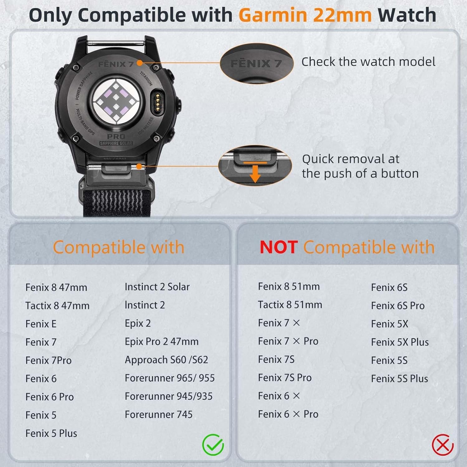 Case For Garmin Fenix 8/Tactix 8/Forerunner 945/965 22mm Nylon Replacement Band