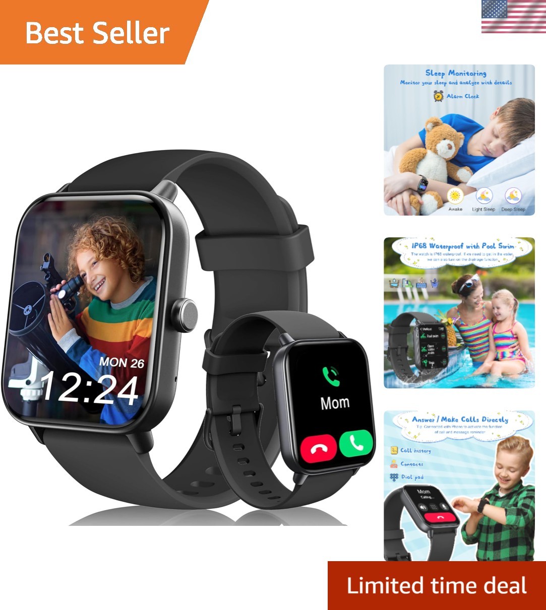 Kids Activity Tracker Smart Watch – 1.8′ Display, Health Monitoring Features